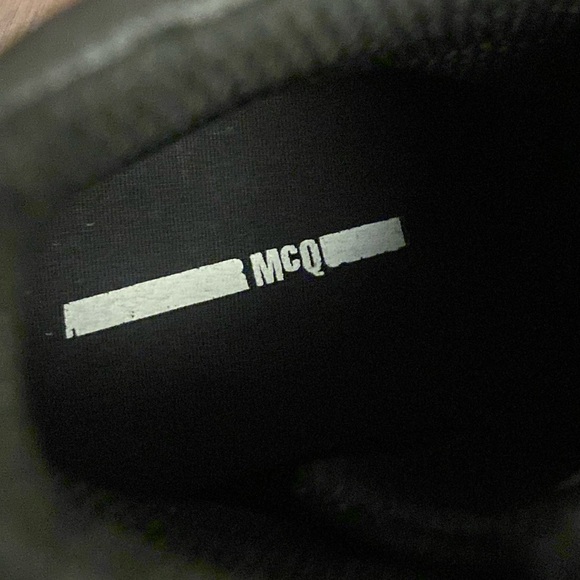 MCQ by Alexander McQueen Shallow VULC Hi Top Black Leather Canvas Mens 45/US 12 - Picture 7 of 8